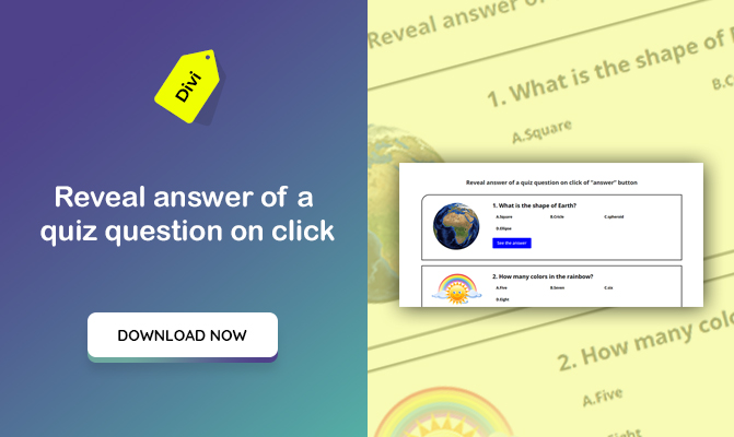 Reveal answer of a quiz question on click of “answer” button