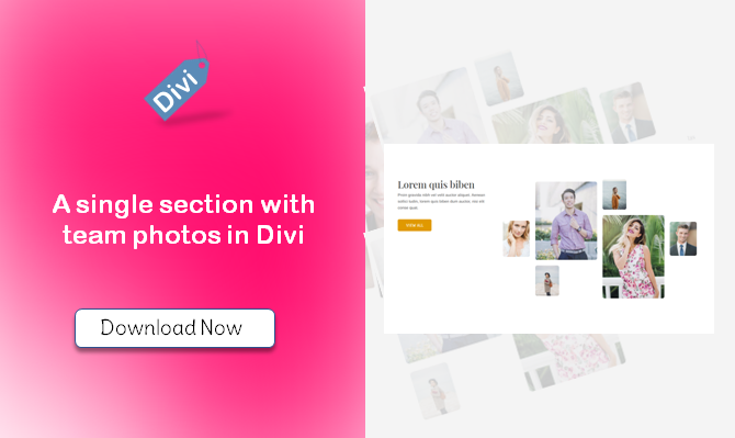 A single section with team photos in Divi