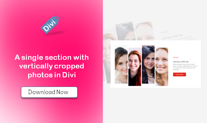 A single section with vertically cropped photos in Divi