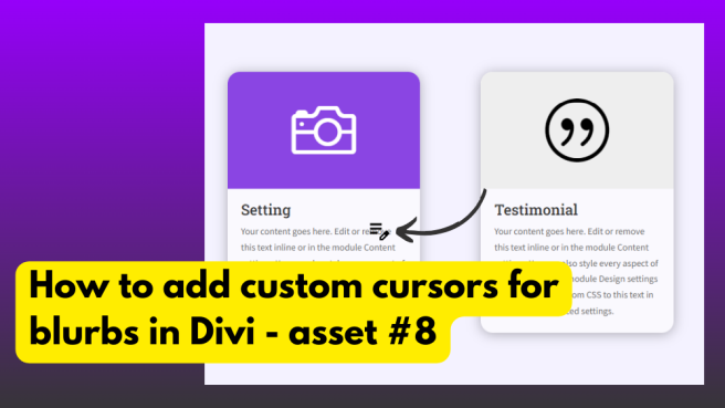 How to add custom cursors for blurbs in Divi – Asset #8